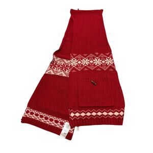 LOGG H&M red white holiday Christmas scarf shawl wool warm festive pckts 83x12
